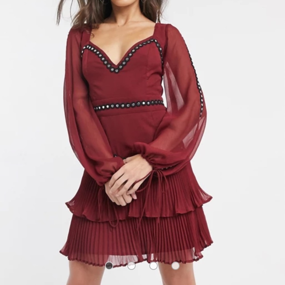 ASOS Design stud chiffon mini dress with pleats